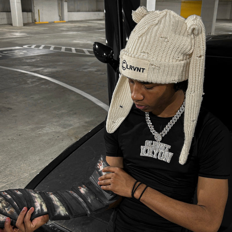 Biege CLRVNT Bunny Ear Beanie