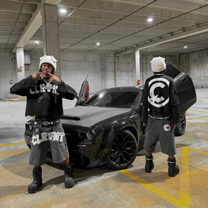 Black CLRVNT Denim Shorts